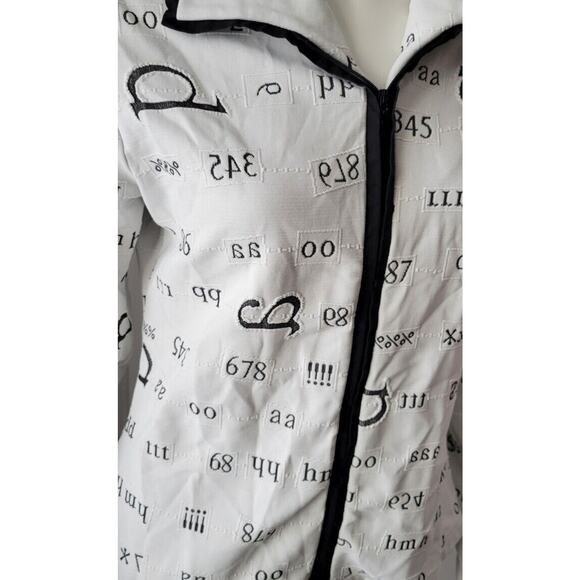 Rayure Paris White Black Polyamide Numbers Print zip Jacket Size 46 - Picture 2 of 9